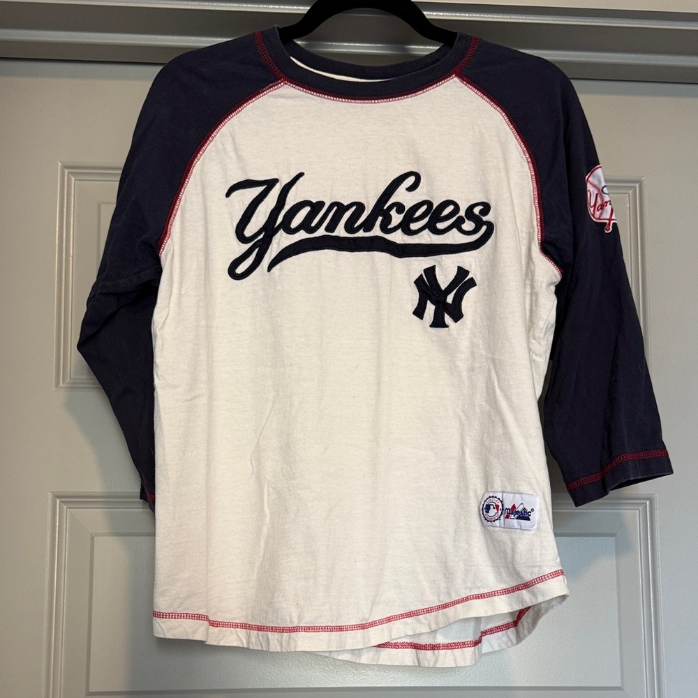 New York Yankees Kids Raglan Shirt - Navy and White